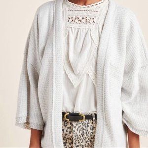 NWT Anthropologie Maeve Gray White Cardigan